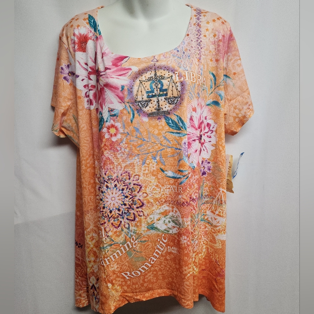 Libra ♎️ One World Libra Grapgic Top. Sz 3x. NWTs